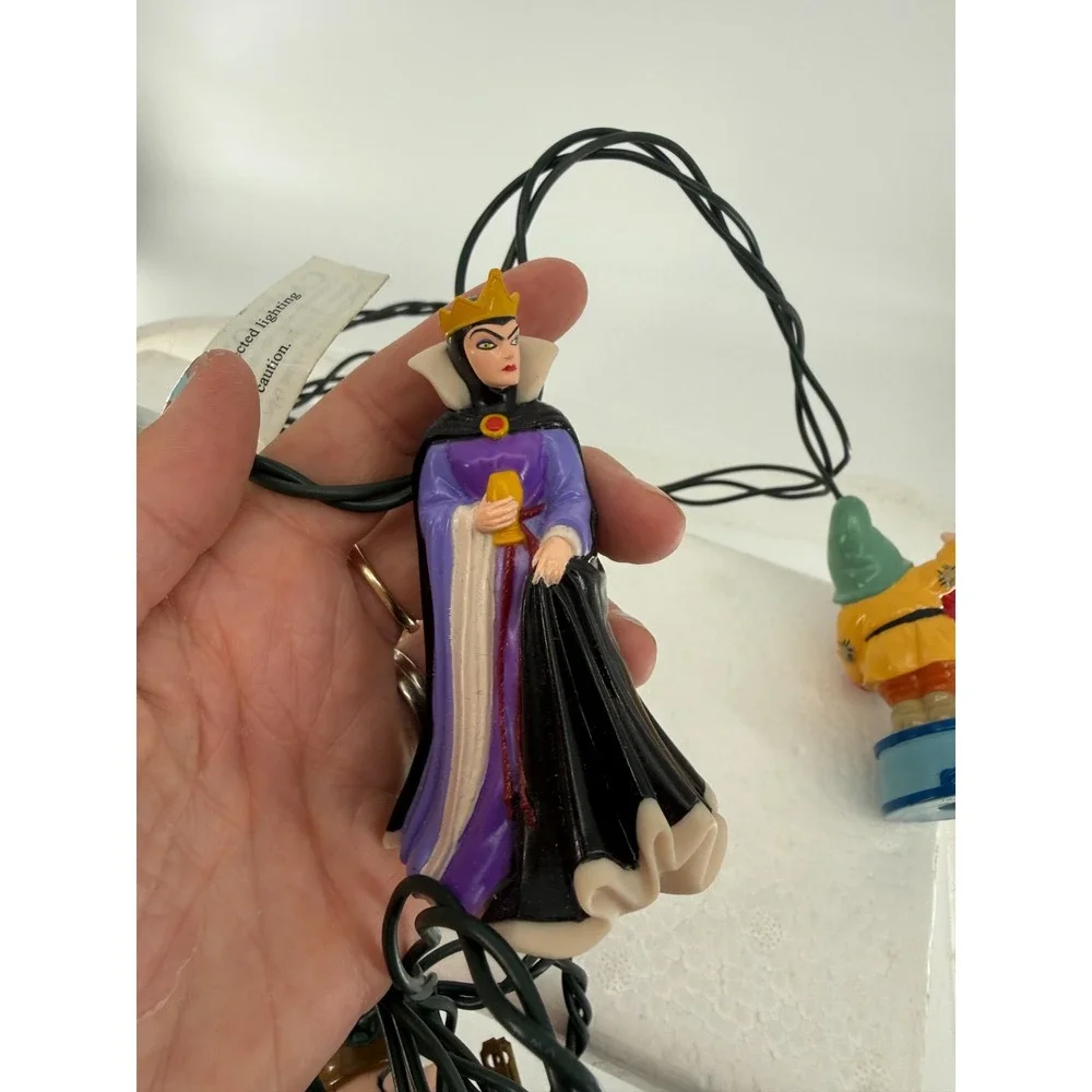 Disney Snow White & Seven Dwarfs Christmas Light String Set Vintage Holiday Ligh